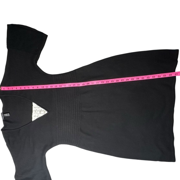 INC International Concepts Black and White Short Sleeve V-Neck Knit Dress Size L - Picture 4 of 6